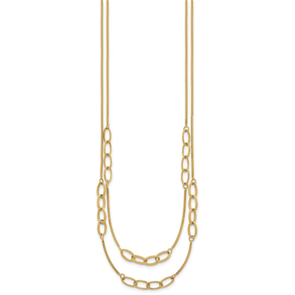 14K Polished and Textured Woven 2 Strand Necklace