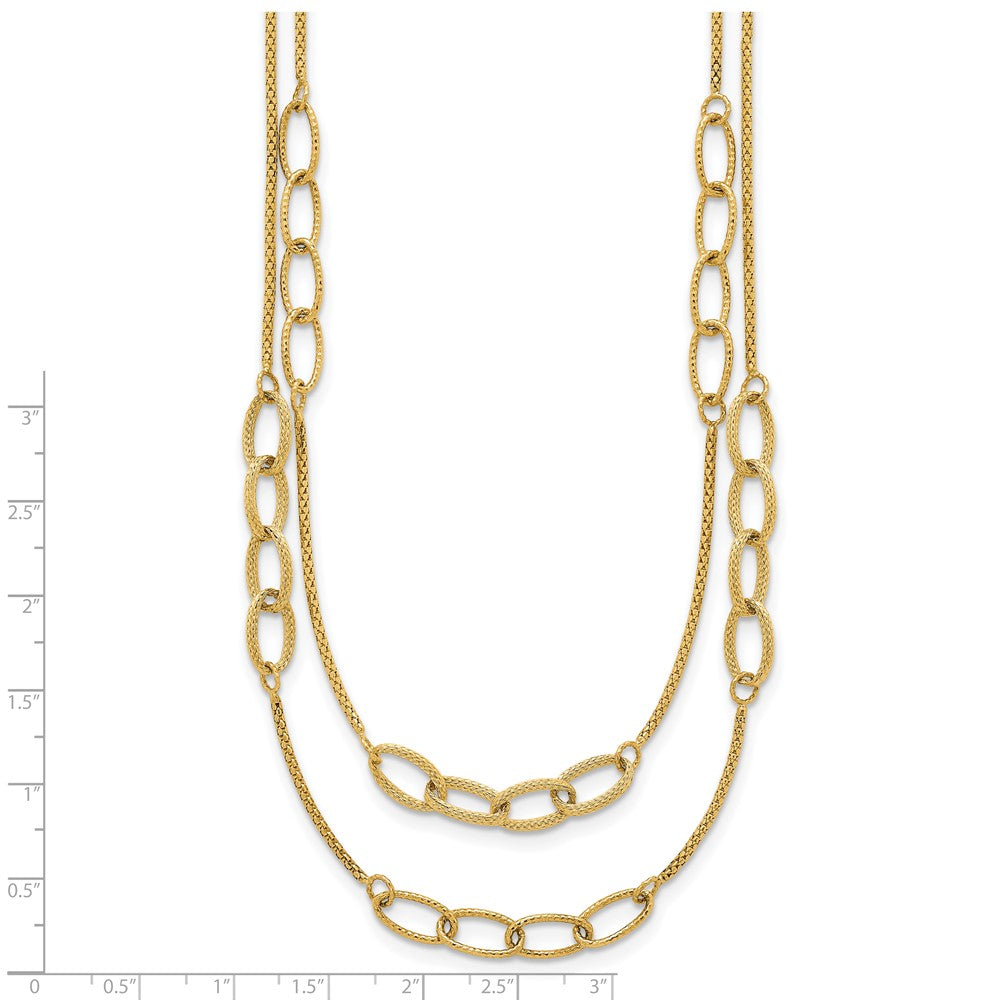14K Polished and Textured Woven 2 Strand Necklace
