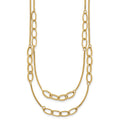 14K Polished and Textured Woven 2 Strand Necklace
