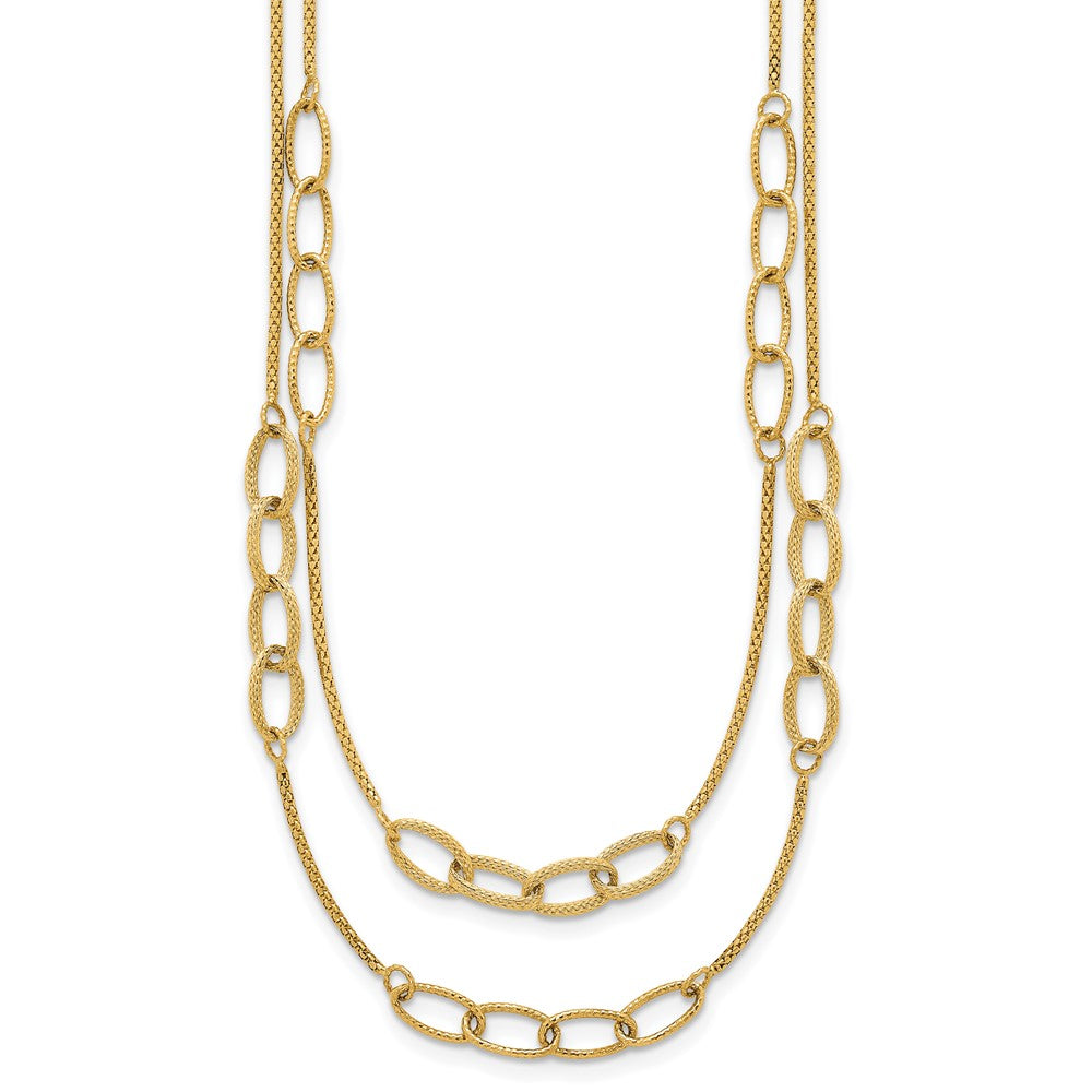 14K Polished and Textured Woven 2 Strand Necklace