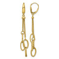 14K Polished and Textured Woven Dangle Leverback Earrings