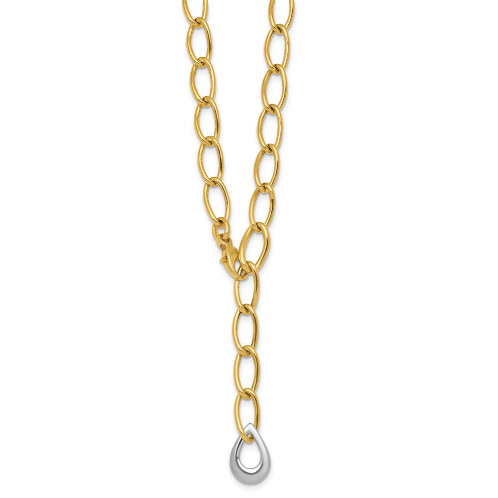 14k Two Tone Polished Fancy Link With Teardrop 10.5mm Lariat Necklace