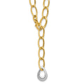 14k Two Tone Polished Fancy Link With Teardrop 10.5mm Lariat Necklace