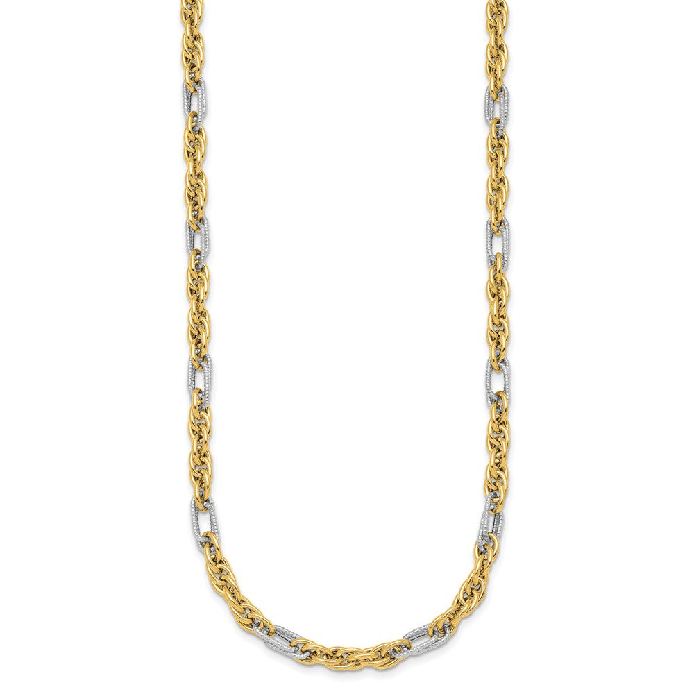 14k w/White Rhodium Polished Fancy Link Necklace