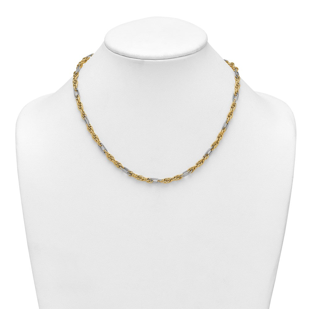 14k w/White Rhodium Polished Fancy Link Necklace