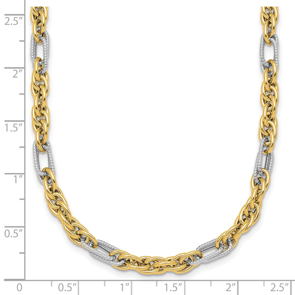 14k w/White Rhodium Polished Fancy Link Necklace