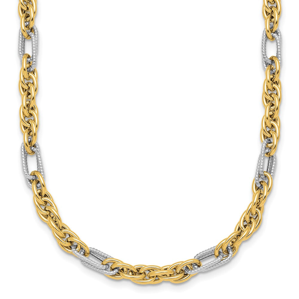 14k w/White Rhodium Polished Fancy Link Necklace