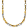 14k w/White Rhodium Polished Fancy Link Necklace