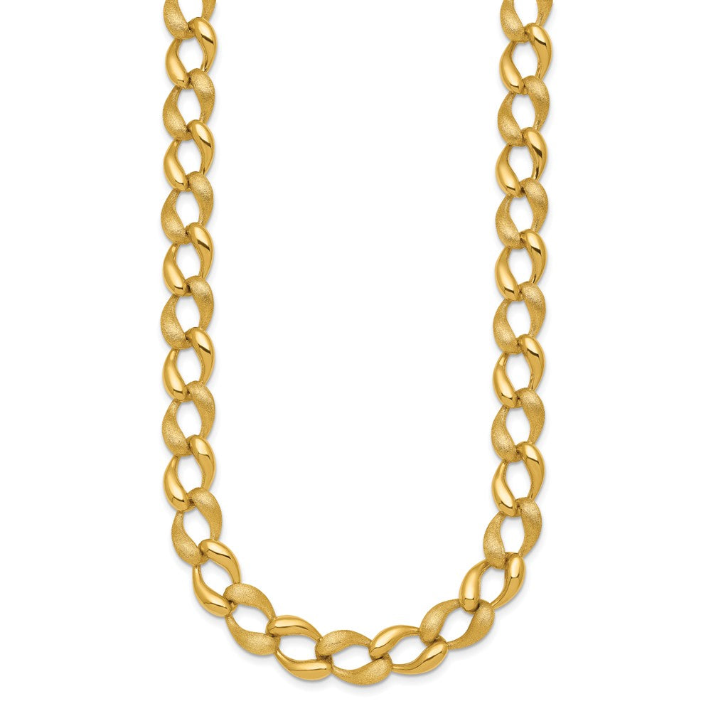 14k Brushed and Polished Fancy Link 9mm Necklace