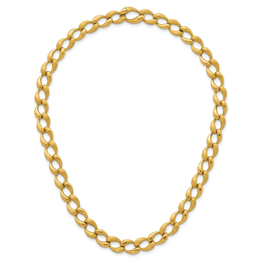 14k Brushed and Polished Fancy Link 9mm Necklace