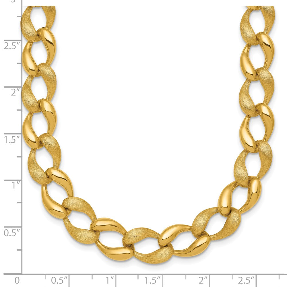 14k Brushed and Polished Fancy Link 9mm Necklace