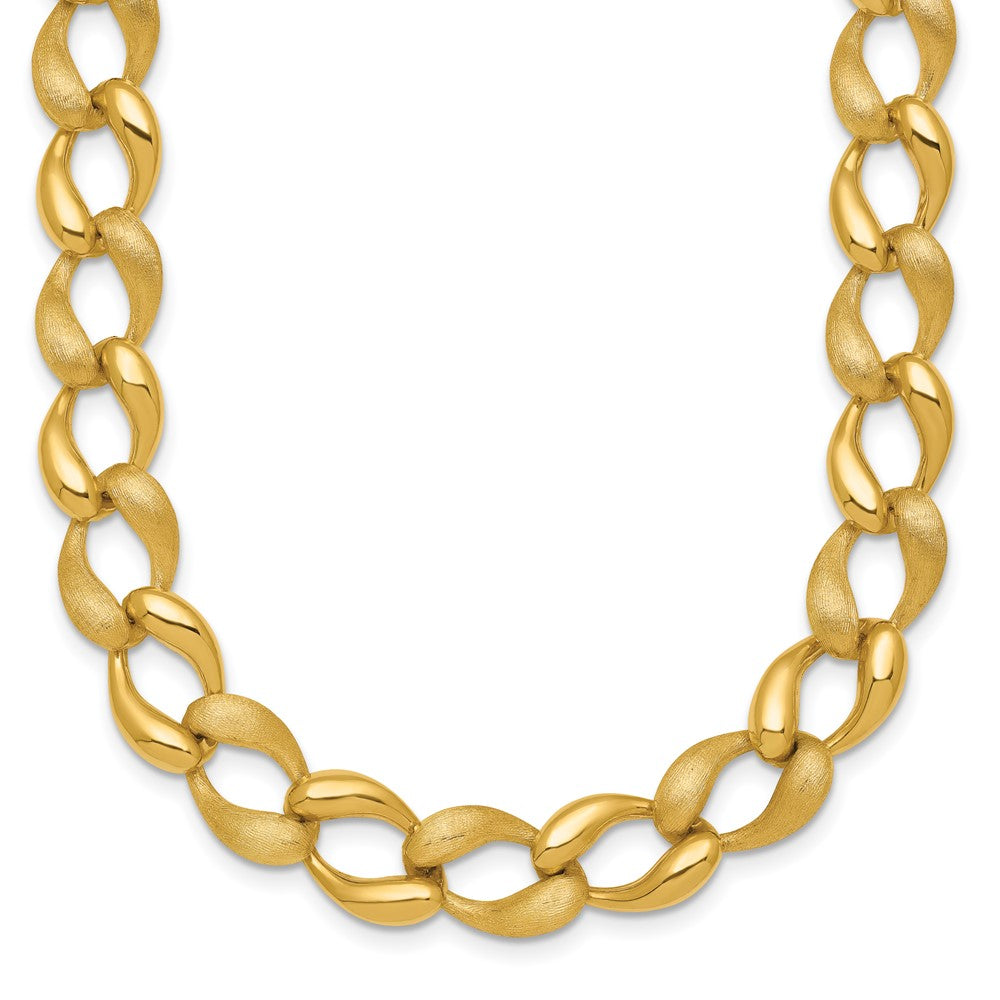 14k Brushed and Polished Fancy Link 9mm Necklace