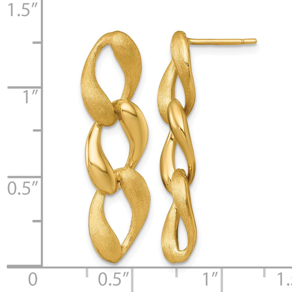 14k Brushed and Polished Fancy Link Post Earrings