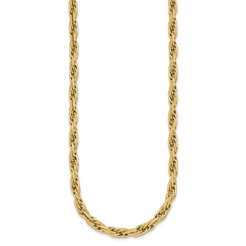 14k Polished And Textured Flat Rope Chain Bracelet