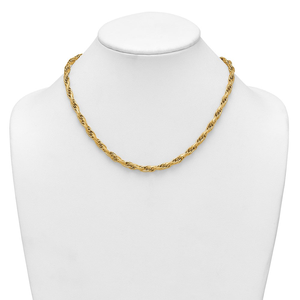 14k Polished And Textured Flat Rope Chain Bracelet