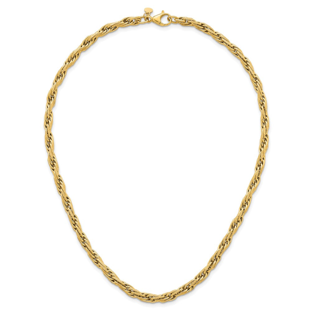 14k Polished And Textured Flat Rope Chain Bracelet