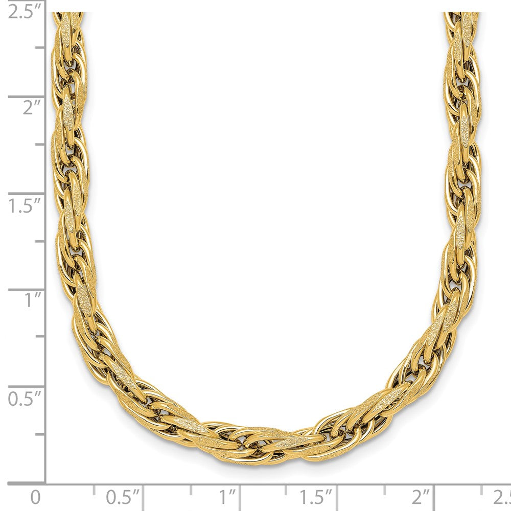 14k Polished And Textured Flat Rope Chain Bracelet
