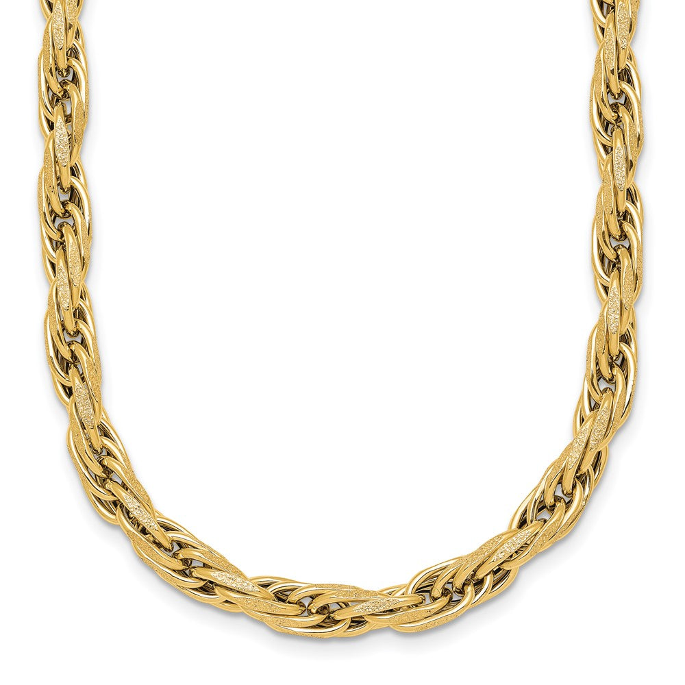 14k Polished And Textured Flat Rope Chain Bracelet