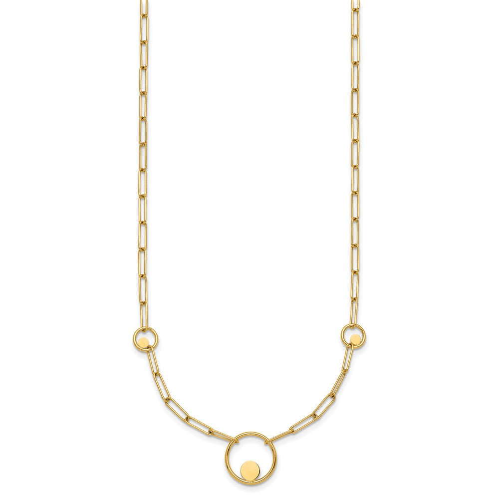 14k Polished Paper Clip Link Circles 16.75in Necklace