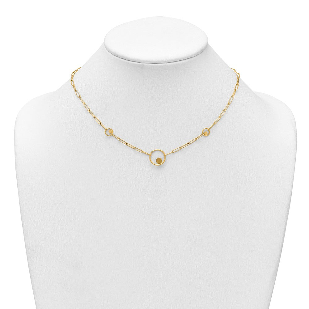 14k Polished Paper Clip Link Circles 16.75in Necklace