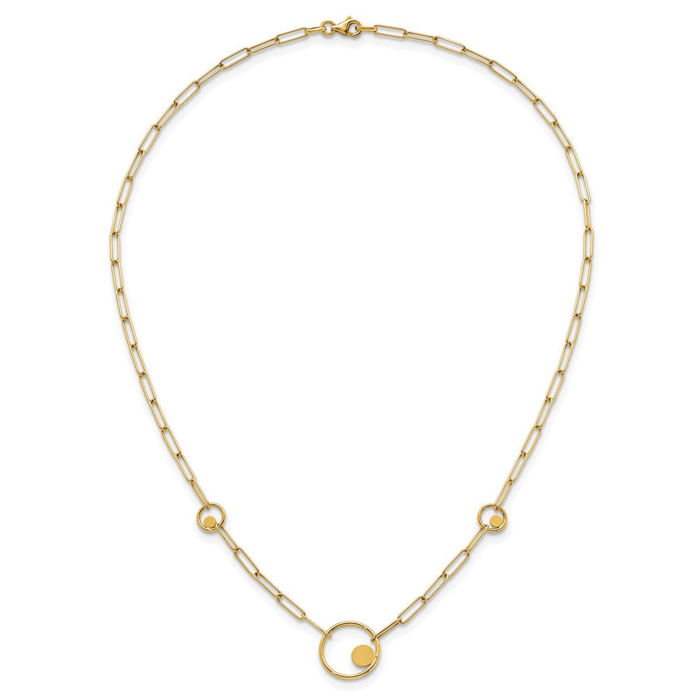 14k Polished Paper Clip Link Circles 16.75in Necklace