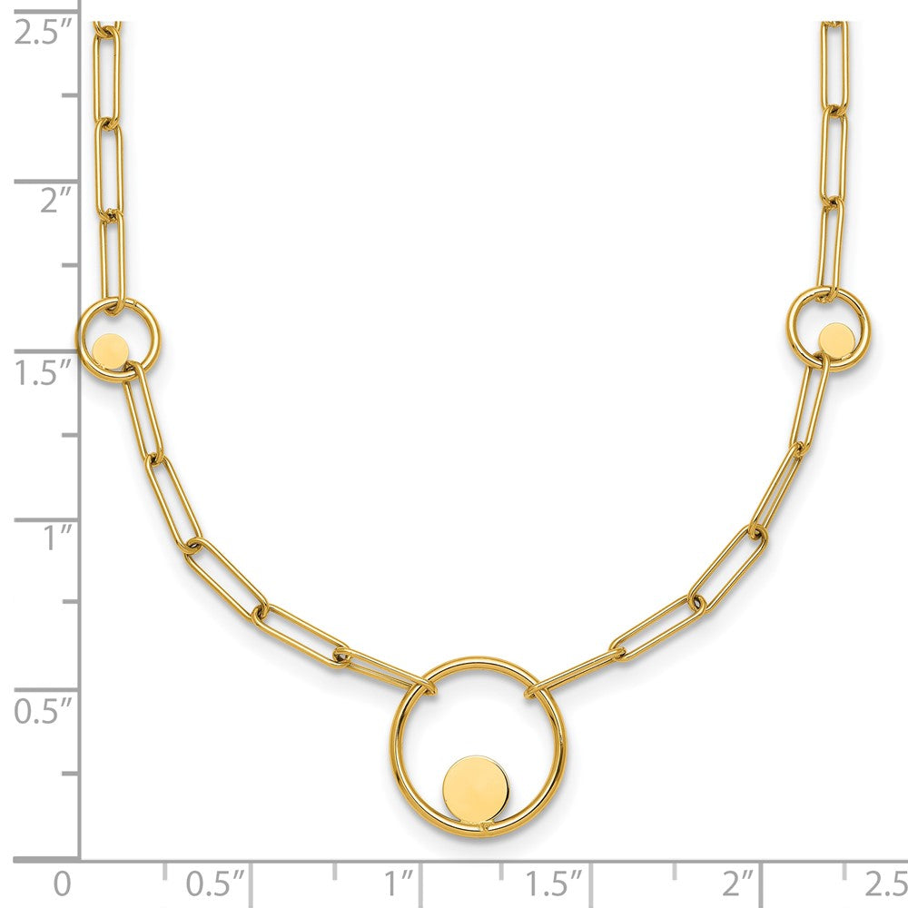 14k Polished Paper Clip Link Circles 16.75in Necklace