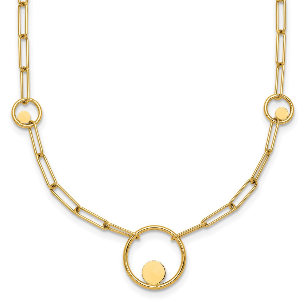 14k Polished Paper Clip Link Circles 16.75in Necklace