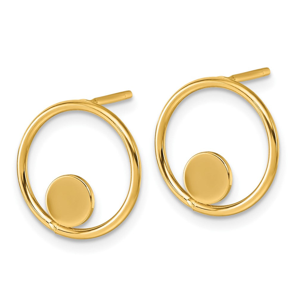 14k Polished Circle Post Earrings