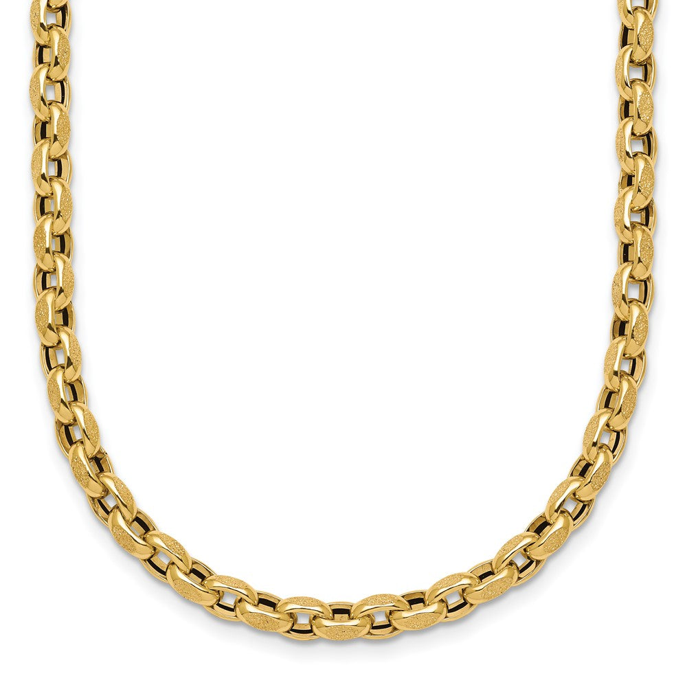 14k Polished Fancy Textured Open Link Bracelet