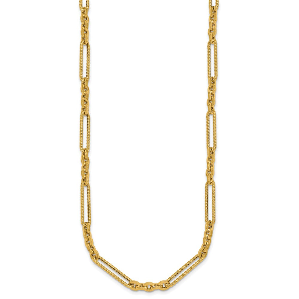 14K Polished and Textured Fancy Link Toggle Bracelet