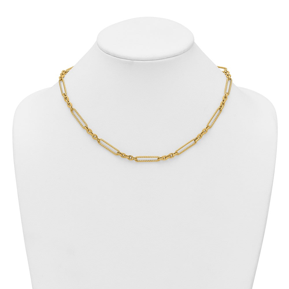 14K Polished and Textured Fancy Link Toggle Bracelet