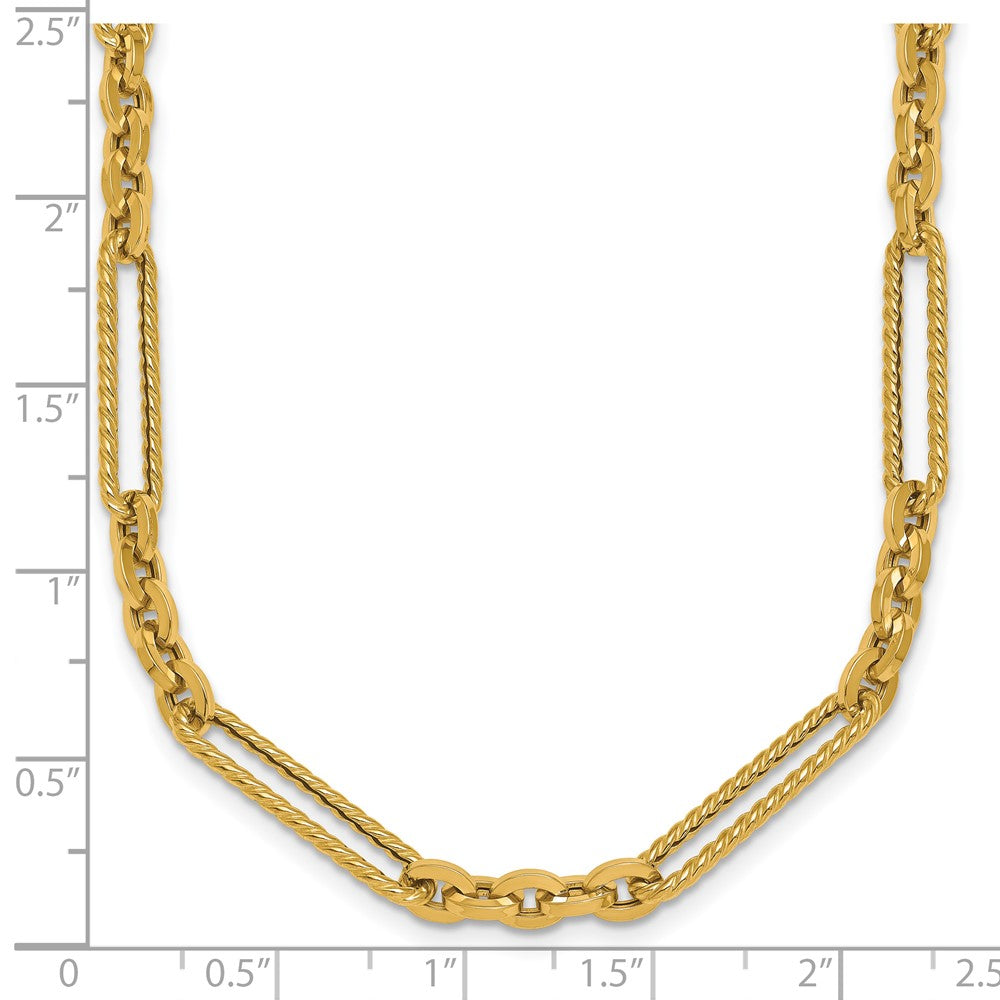 14K Polished and Textured Fancy Link Toggle Bracelet