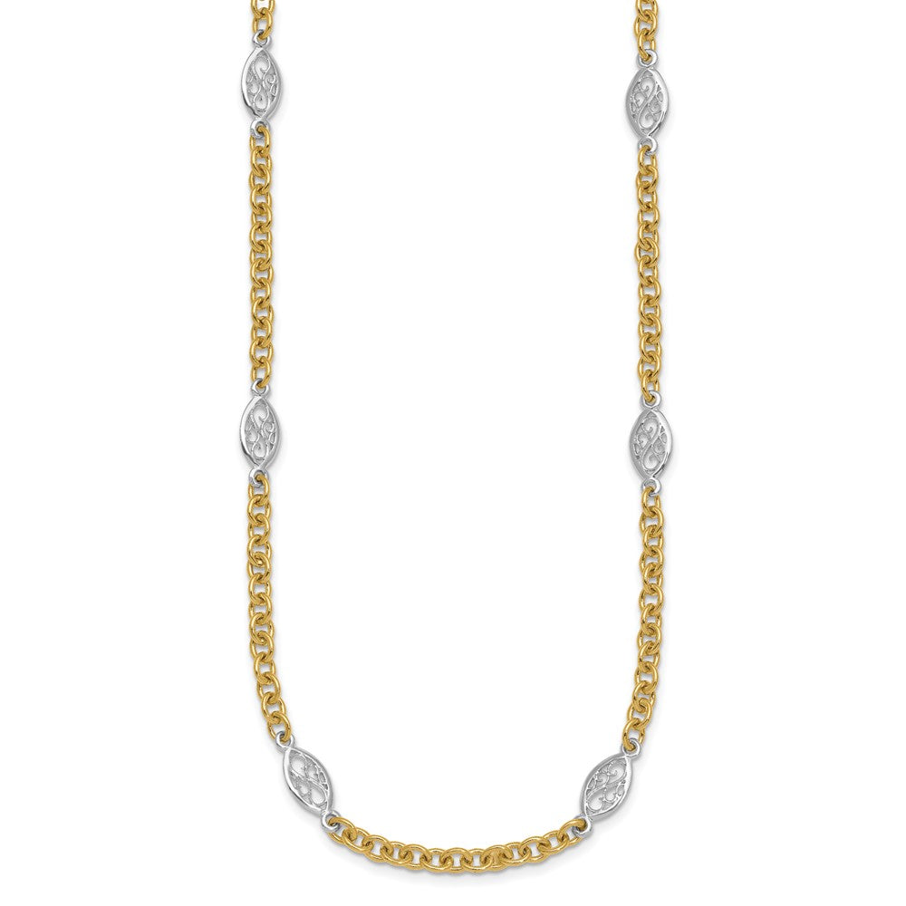 14k Two-tone Polished Fancy Chain 6.5mm Necklace