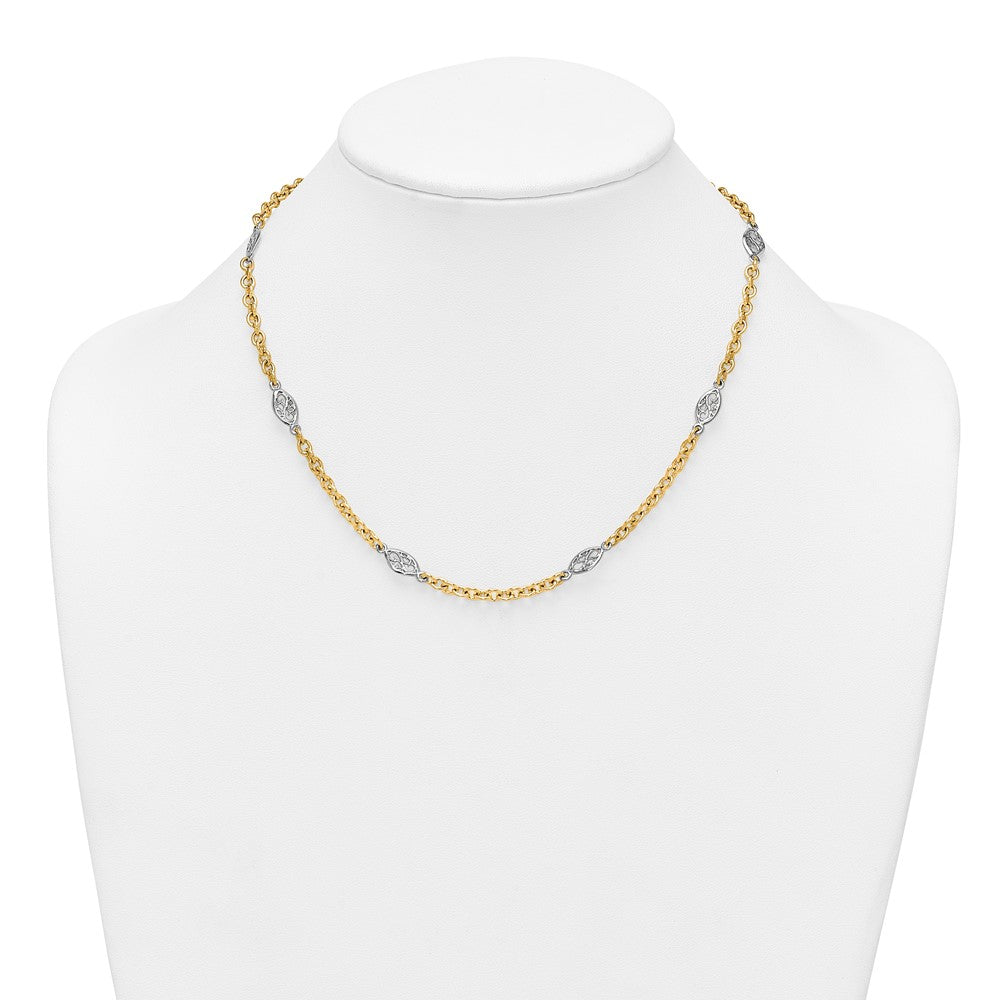 14k Two-tone Polished Fancy Chain 6.5mm Necklace