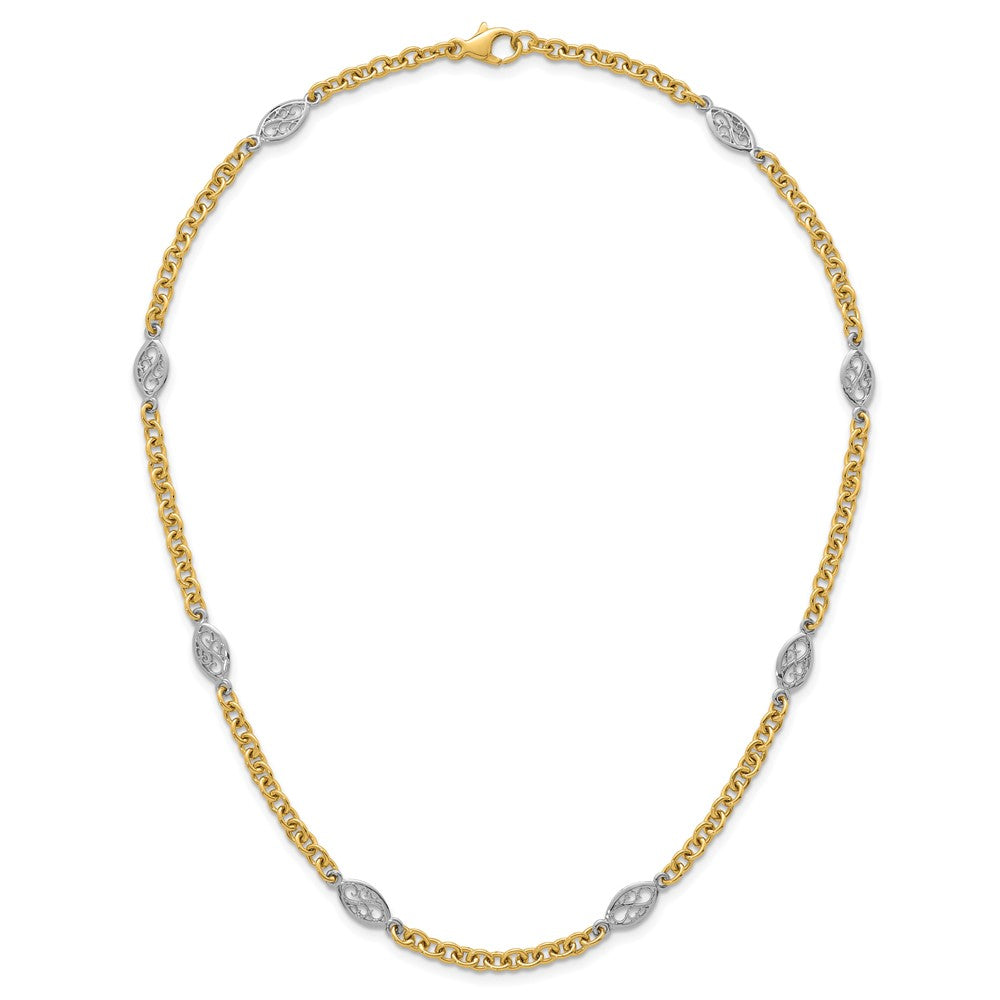 14k Two-tone Polished Fancy Chain 6.5mm Necklace