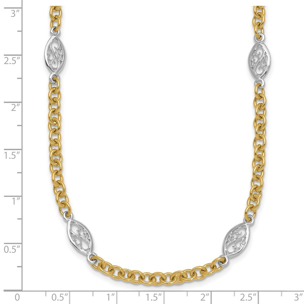 14k Two-tone Polished Fancy Chain 6.5mm Necklace