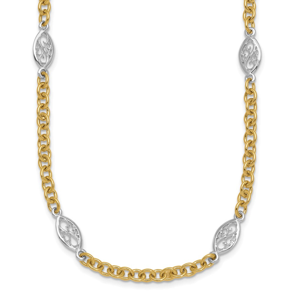 14k Two-tone Polished Fancy Chain 6.5mm Necklace
