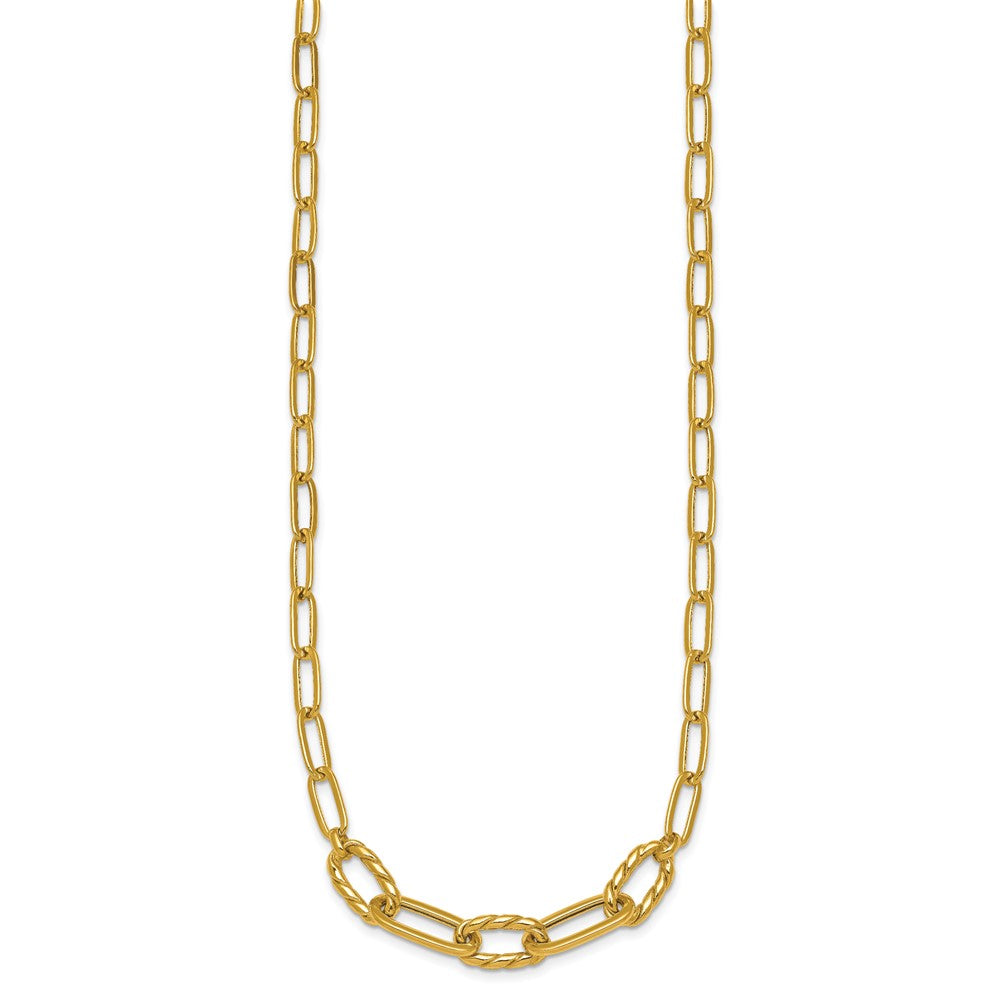 14K Polished Fancy Paperclip Bracelet