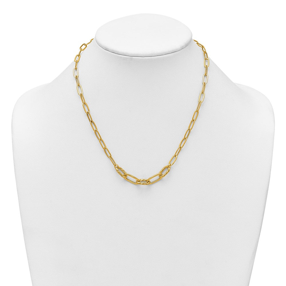 14K Polished Fancy Paperclip Bracelet