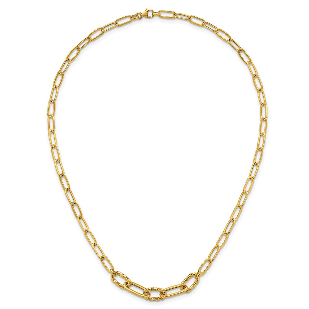 14K Polished Fancy Paperclip Bracelet