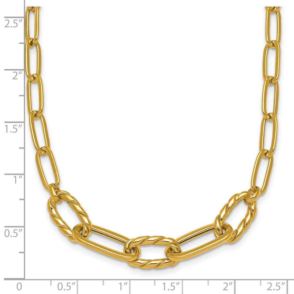 14K Polished Fancy Paperclip Bracelet