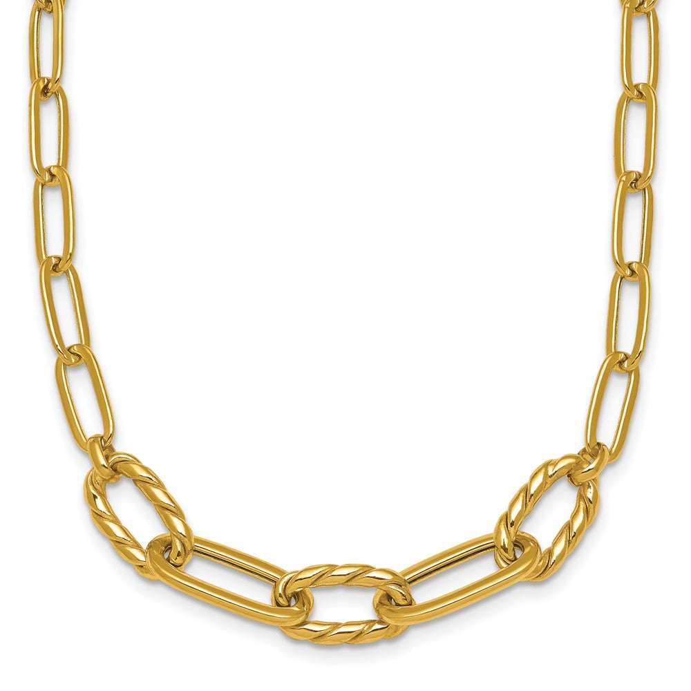 14K Polished Fancy Paperclip Bracelet