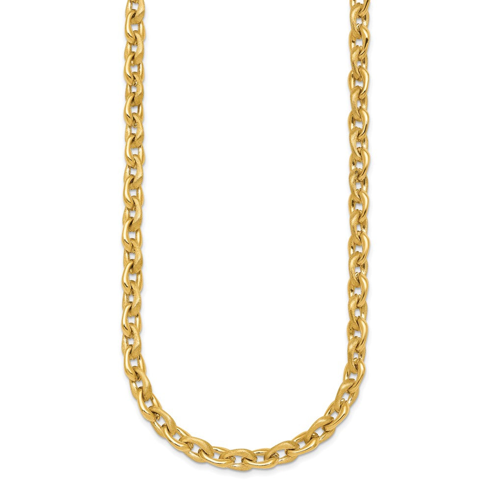 14k Polished And Brushed Chain 6.75mm Necklace