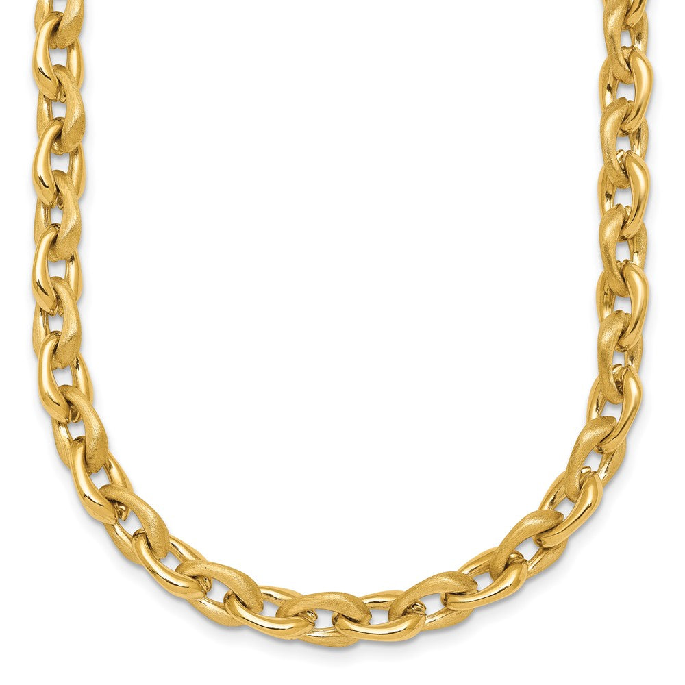 14k Polished And Brushed Chain 6.75mm Necklace