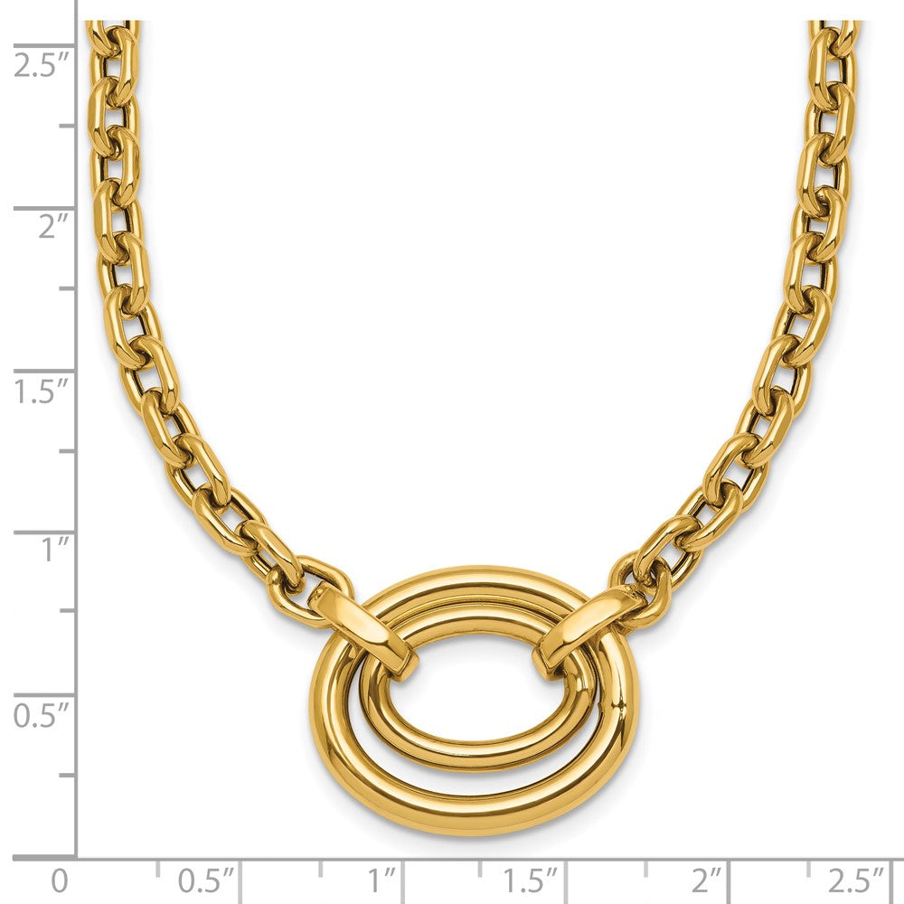 14K Polished Double Oval 7.25 w/. ext. Fancy Bracelet