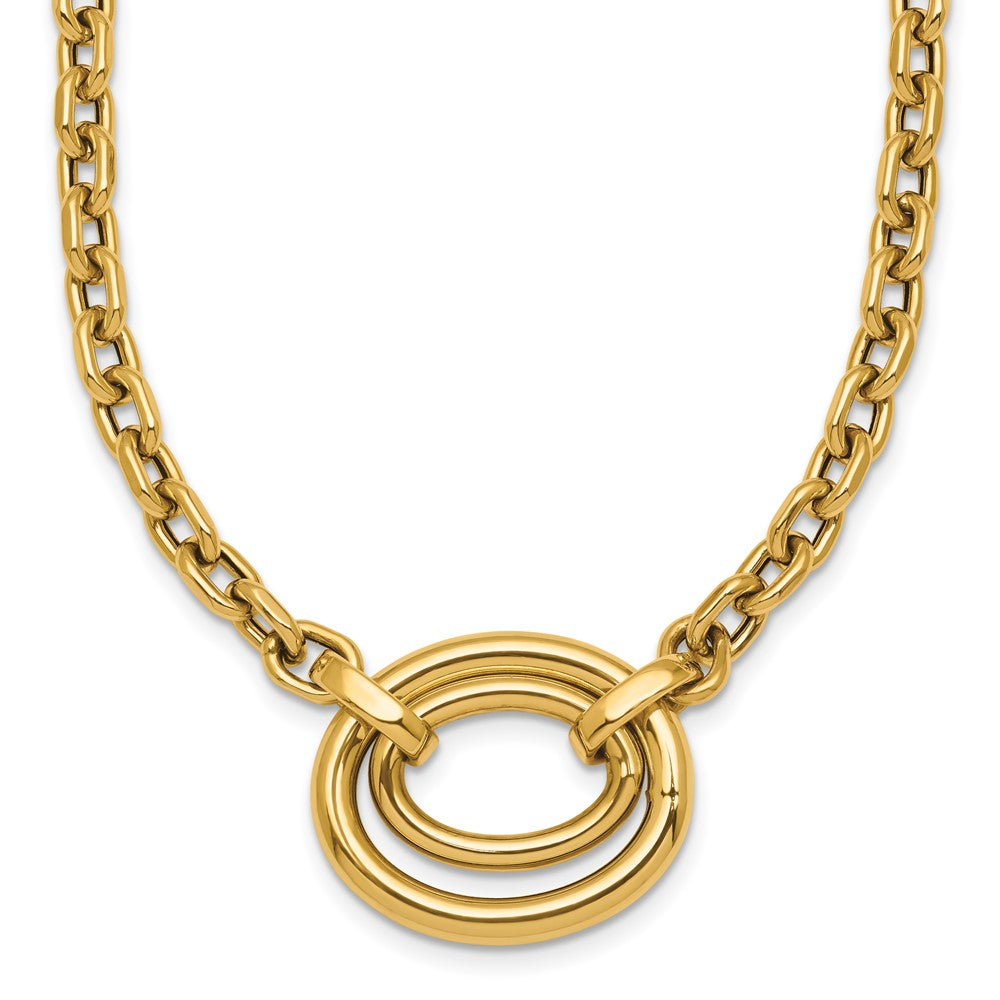 14K Polished Double Oval 7.25 w/. ext. Fancy Bracelet