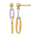14k Two-tone Polished Link Dangle Post Earrings