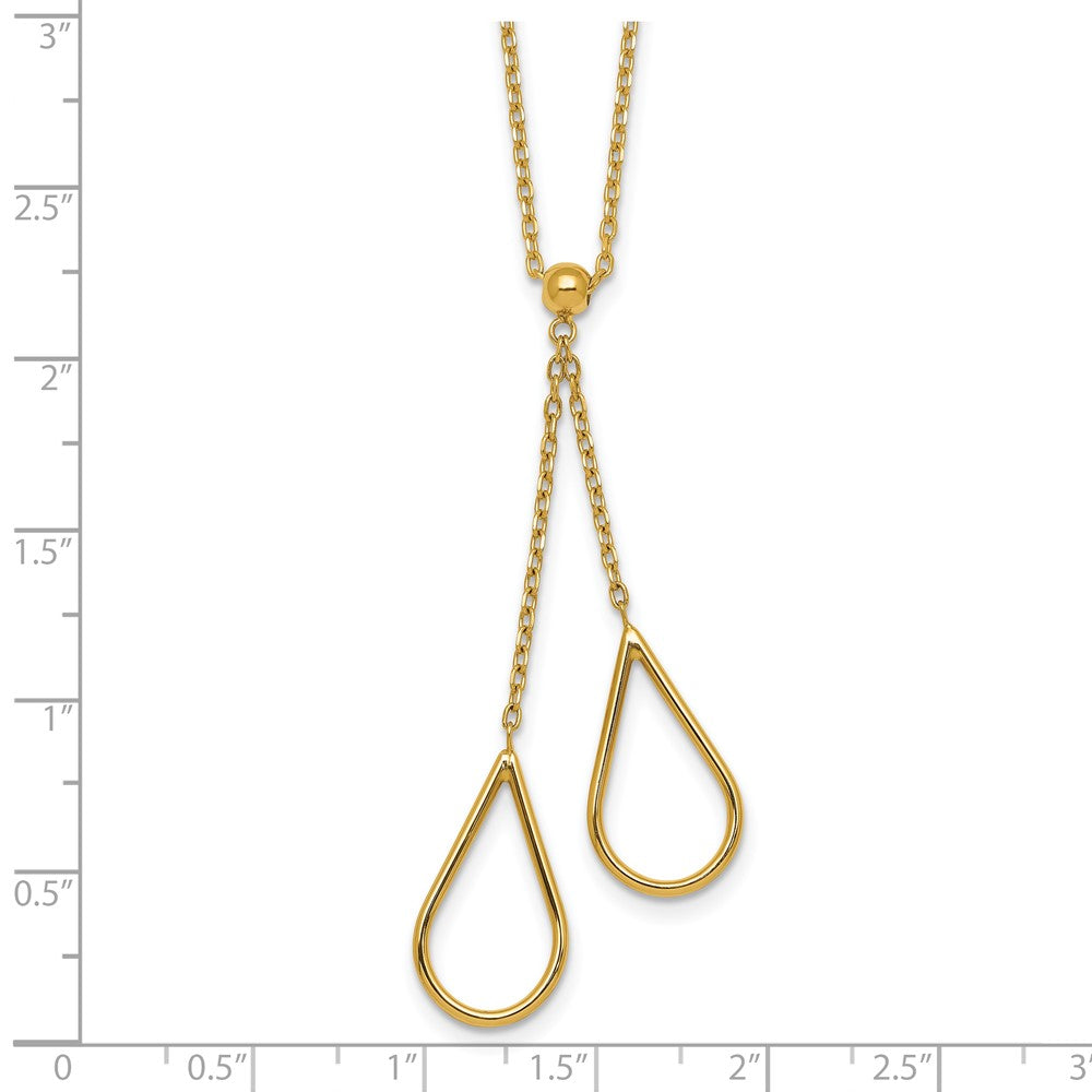 14k Polished Teardrops Dangle W/2in Ext Necklace