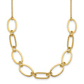 14k Polished And Twisted Oval Link 9.5mm W/ Ext Necklace