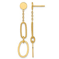 14k Polished And Twisted Oval Link Dangle Post Earrings